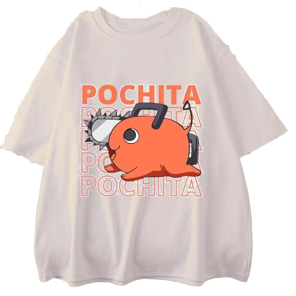 Anime T-Shirt Funny Pochita Graphic Printing Short Sleeve Summer Casual O-Neck Loose T-Shirt Tops hip hop Harajuku Oversized Tee