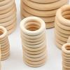 Sada přírodních dřevěných kroužků 15-100 mm Kulaté dřevěné kroužky pro macramé Fotografické rekvizity