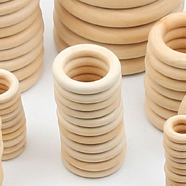 Sada přírodních dřevěných kroužků 15-100 mm Kulaté dřevěné kroužky pro macramé Fotografické rekvizity
