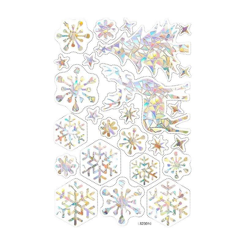2PC Laser Glass Paper Sunshine Catcher Colorful Window Stickers Rainbow Prism Anti Collision Christmas Snowflake Glass Sticker