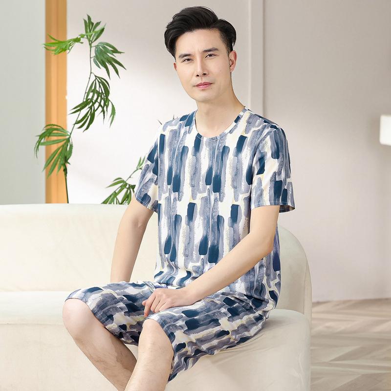 Мужской пуловер из хлопка и шелка, Домашний комплект дедушки, Пижама из хлопка и шелка, Одежда для папы, Комплект из искусственного хлопка XL