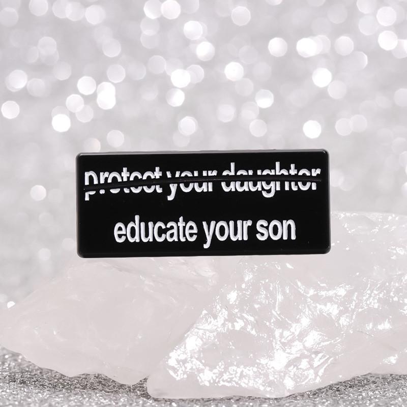 Black Square Stylish Brooch Crafted From Durable Alloy With Fun Cartoon Designs For All Ages