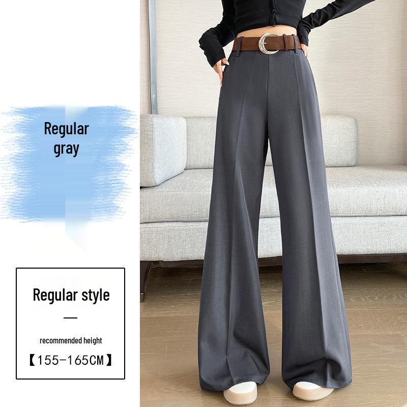 

2026 Women s High-Waisted Micro-Flare Suit Pants with Belt - Spring/Autumn Wide-Leg, Floor-Length, Straight Casual Style L