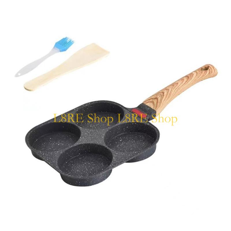 L8RE Fried EggsPan with 4 Cups Pancake Pan Cooker for Breakfast Gas-Stove & Induction
