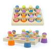 Montessori Sorting Board Puzzle Game Solid Wood Rainbow/Macaron Color Tray Villain Bead Color Cognition Matching Educational Toy