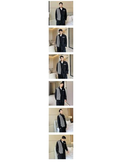 Korean Style Color Block Suit Collar Two-Piece Design Shirt for Men - Niche Hairstylist Top