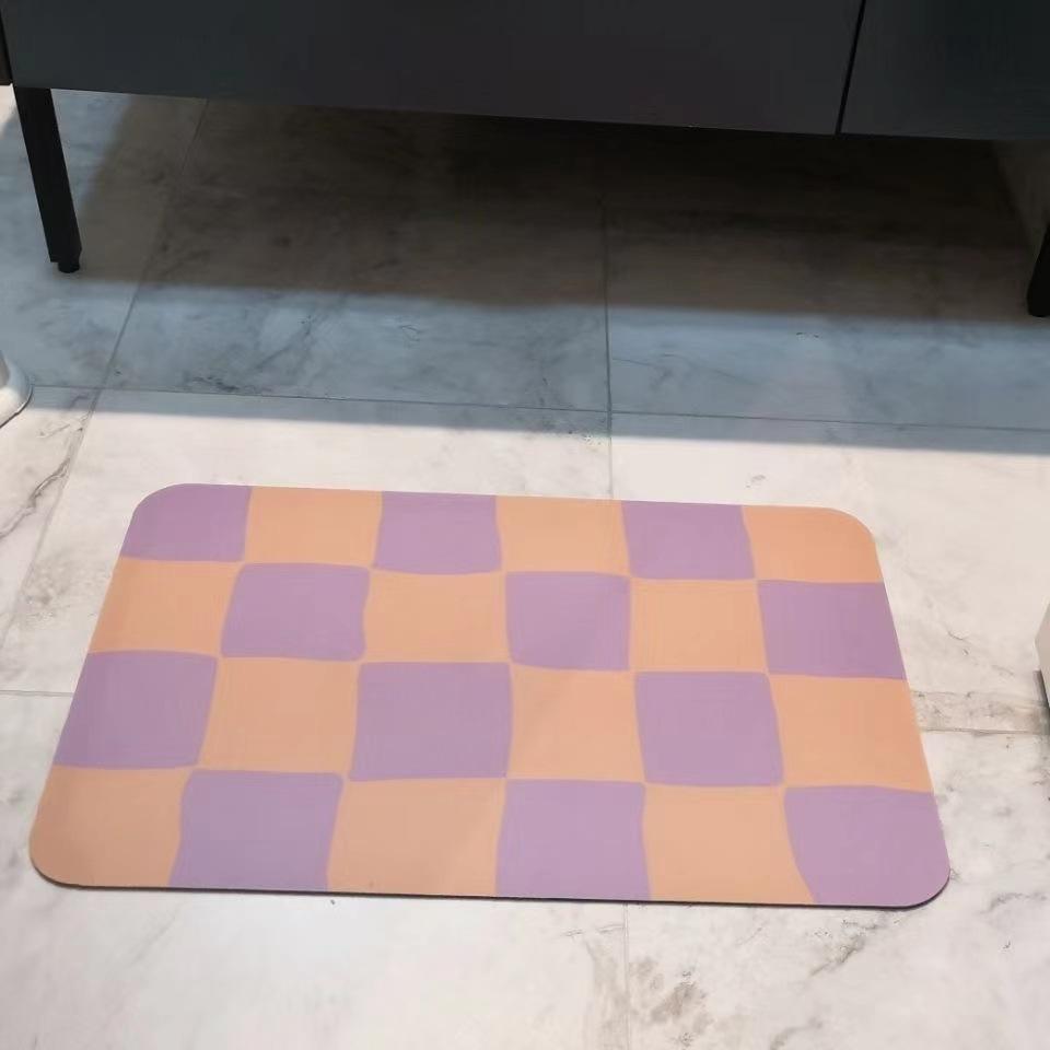 Creative Checkerboard Quick-drying Door Mat Modern Simple Diatom Mud Absorbent Mat Bathroom Toilet Non-slip Rug