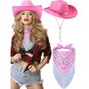Light Up Cowboy & Cowgirl Hat Cowgirl Hat With Western Costume Paisley Bandanna Cowboy Cap Western Cowboy Style Light Up Tiara With Bandana For Women