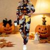 Conjunto de Dos Piezas con Estampado de Halloween para Mujer, Top de Manga Larga con Cuello Redondo y Pantalones Jogger con Cordón, Chándal Casual para Primavera Otoño