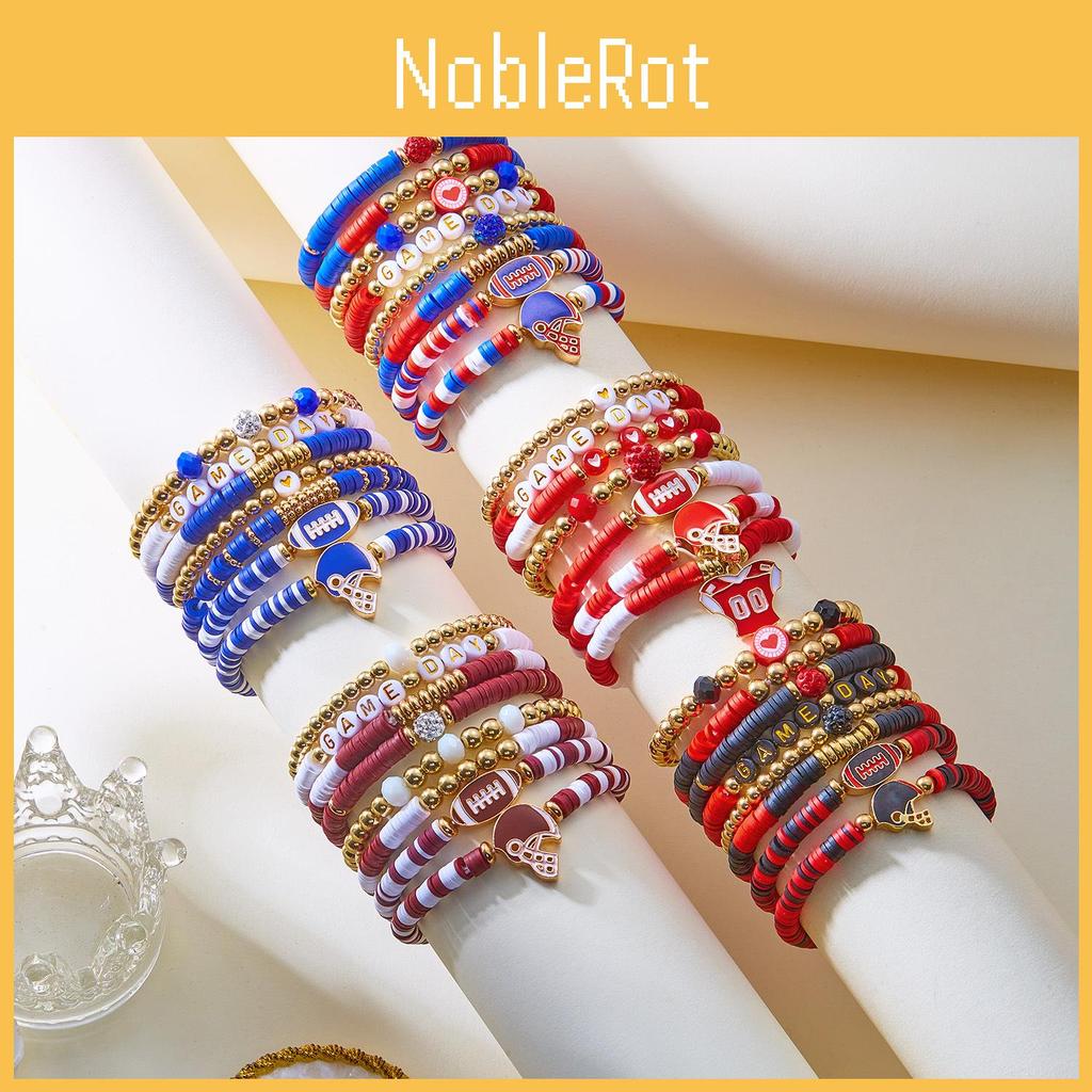 Spieltag Rugby Armband mit weichen Tonperlen und Gummiband für Sportfans und zum Verschenken