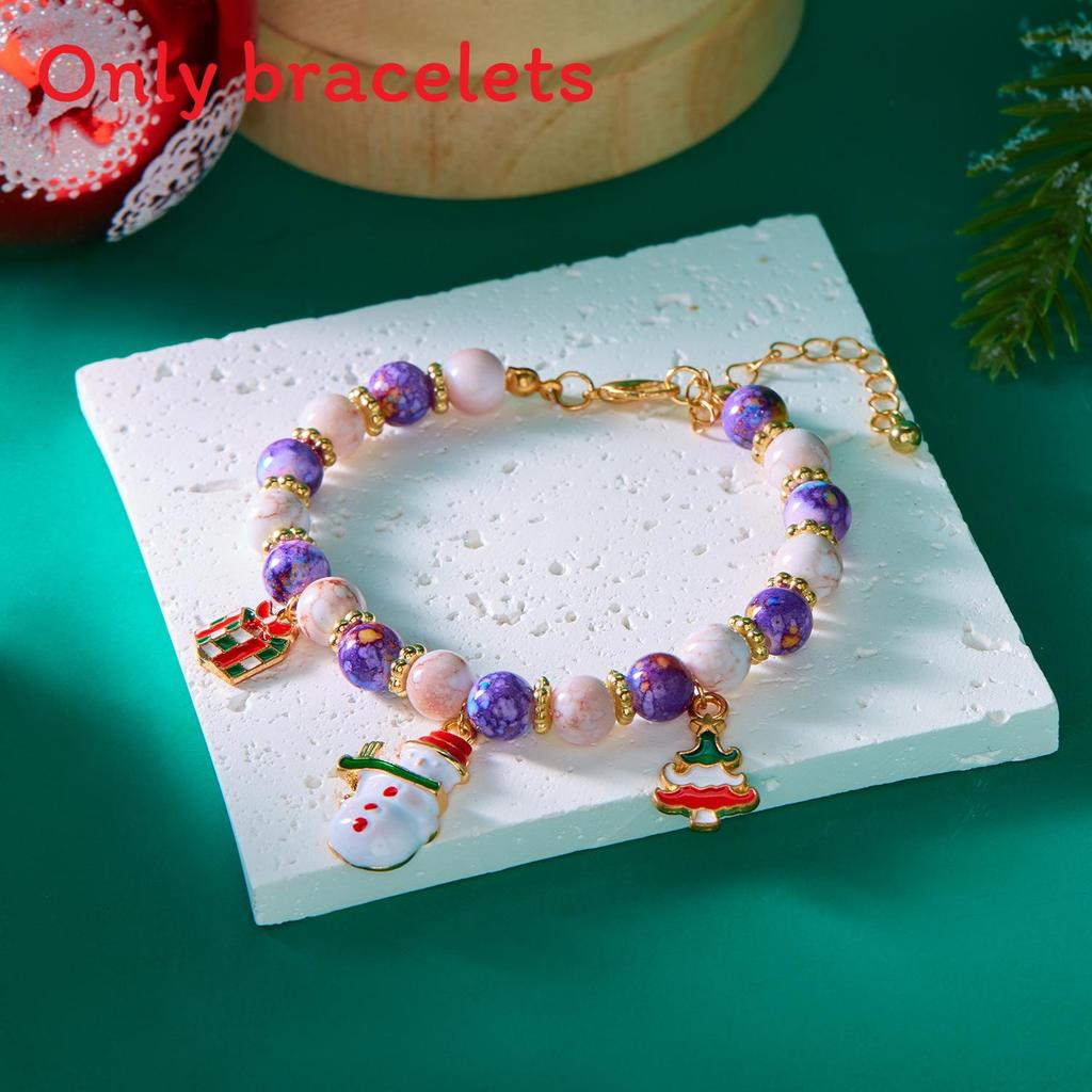 Christmas Themed Beaded Bracelets For Women With Santa And Snowflake Charms Summer
