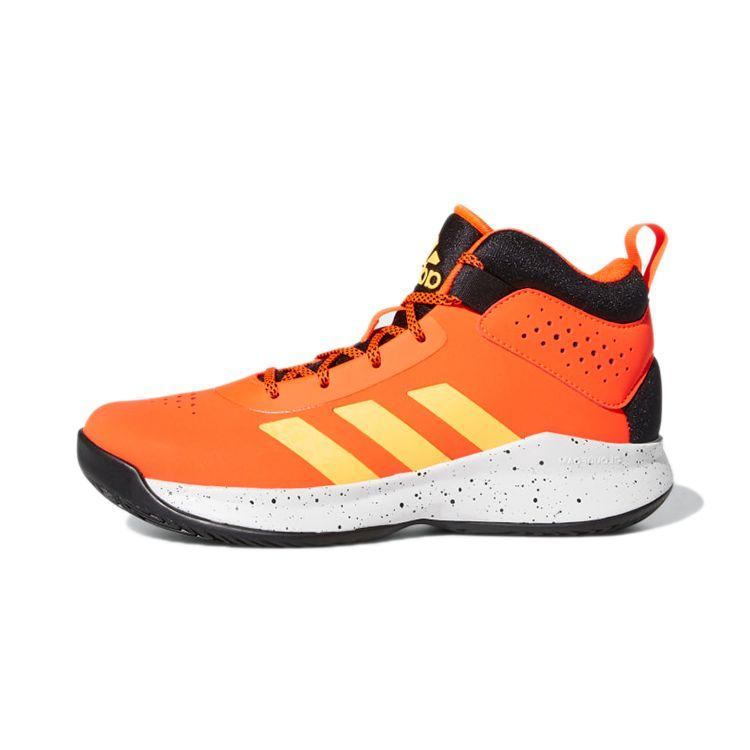 Adidas Cross Em Up 5 K Wide Durable Non-Slip Mid-Top Retro Basketball Shoes Kids Sneakers Orange Black GZ0090