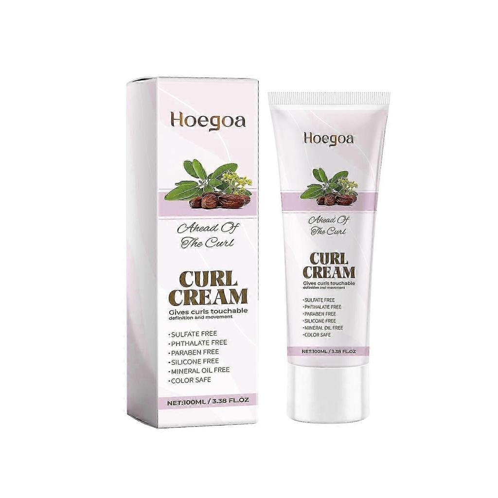 Hoegoa Jojoba Oil Curling Cream, Perm Curling Treatment Styling Hair Hydrating Gloss Elastin