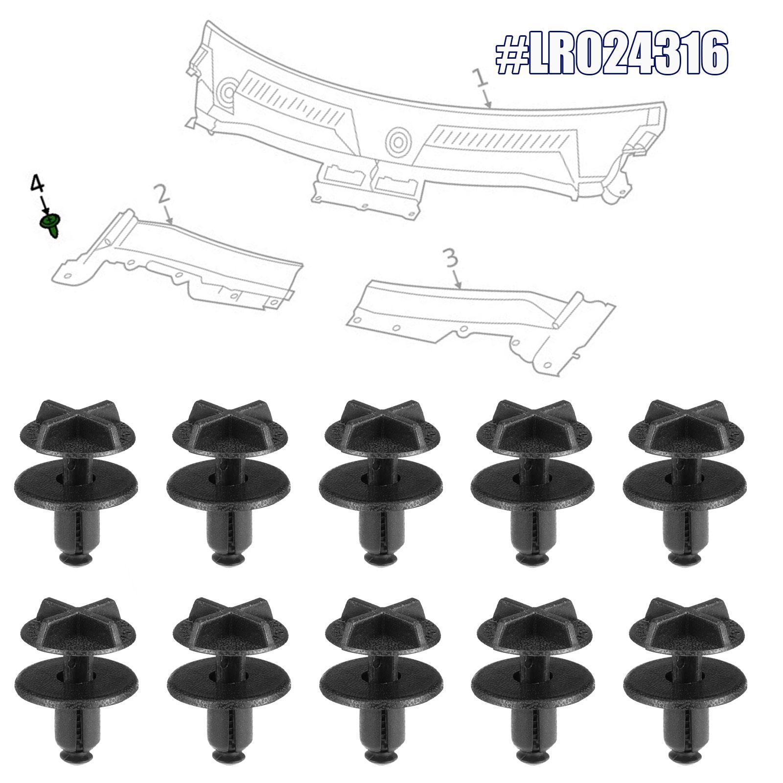 LR024316 10PCS Battery Cover and Cowl Panel Clip Fasteners for Land Rover Range Rover Discovery Sport Evoque Jaguar GM Cadillac