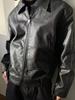 Veste en Cuir Noir Rétro pour Homme - Style Hipster Tendance Pilote avec Texture Craquelée pour le Port en Moto Printemps et Automne