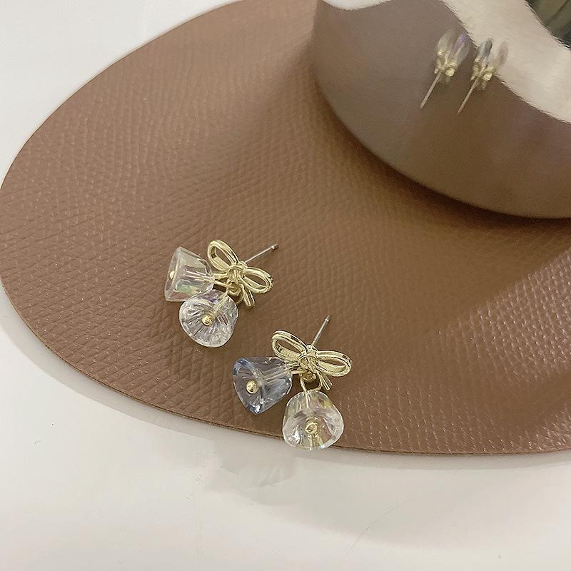 

925 Silver Bow & Bell Earrings - Elegant No-Piercing Ear Clips for Women, Unique Niche Design, Model 828.