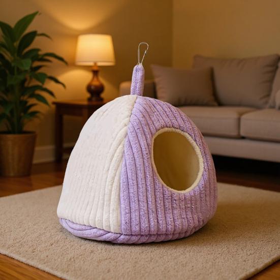 Hanging Birds Nest Winter Warm Parrot Nest with Mat Birdcage Plush Hammock Bed for Parakeets Cockatiels Budgies Conures