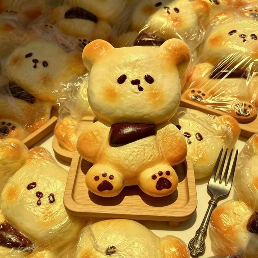 Slow Rising Bear Bread Squeeze Toy Hand Relax Slow Rebound Toy Bear Baked Bread Toy Birthday Gift