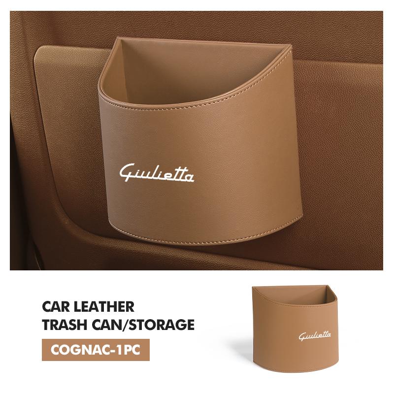 

Car Stickers For Alfa Romeo Leather Car Logo Water Cup Organizer Holder Hanging Waterproof Trash Bin For Alfa Romeo Giulietta 94