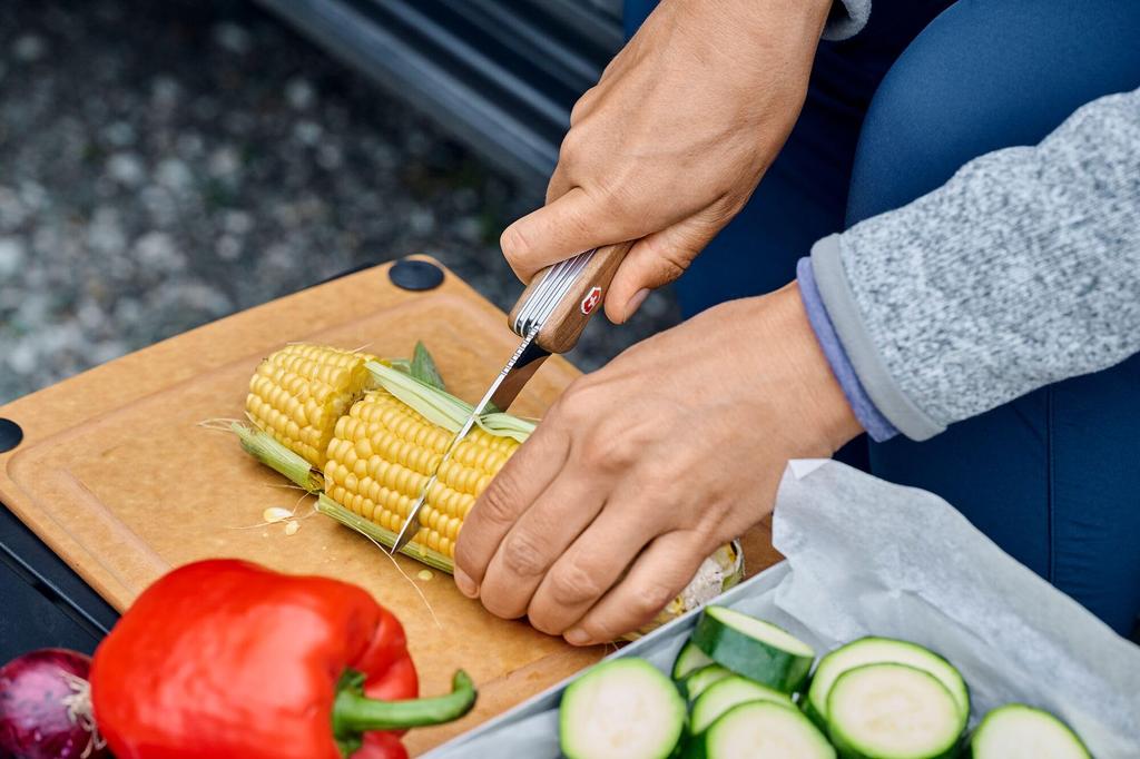 Victorinox Ranger Wood 55 Multifunkční nůž Outdoor Velká čepel s pojistkou Otvírák na láhve Švýcarský multifunkční nástroj s 10 funkcemi Kompaktní Snadno