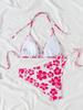 Damen Bedruckter Binde-Dreieck Sexy Split Bikini Badeanzug
