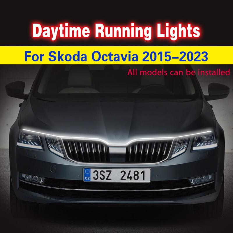 12V LEDowe Światła do Jazdy Dziennej DRL Samochodowe Do Skoda Octavia 2015-2023 LEDowe Reflektory Lampy Przeciwmgielne Dekoracyjna Lampka Ambientowa