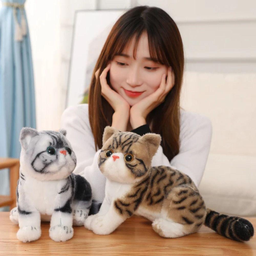Plush Cat Lifelike Cat Plush Toy Stuffed Aniamls Simulation Cat Toy Stuffed Cat Doll  Home Decor