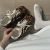 Damen Retro Leopard Print Sneaker - Herbst/Winter 2025 Schnürschuh Quadratische Zehenpartie Lässige Ballerinas in Braun