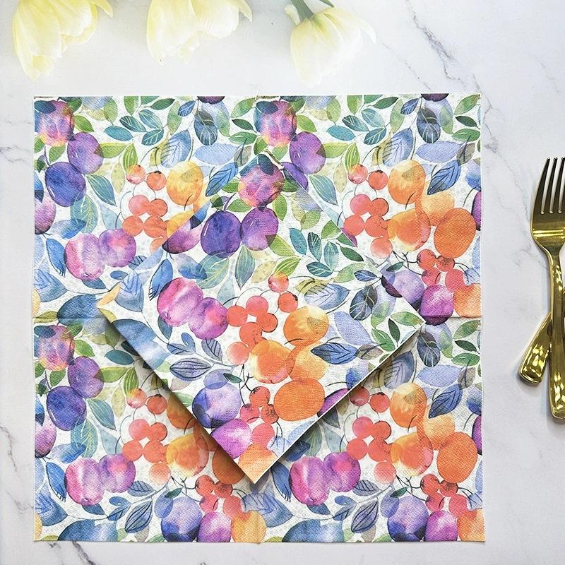 20pcs/pac Floral Printed Paper Napkins for Wedding Colorful Facial Tissues for Party Table Setting Disposable Dinner Napkins