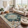 RAKKS Soft Velvet Vintage Moroccan Style Area Rug Non-Slip Indoor Outdoor Carpet for Living Room Bedroom Beside Sofa Home Decor