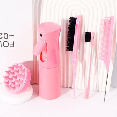 Set de 5 peignes de coiffure, flacon pulvérisateur, Peigne à queue de rat, deux brosses à cheveux, Brosse à cheveux massant le cuir chevelu, Spécial pour perruques en cheveux naturels
