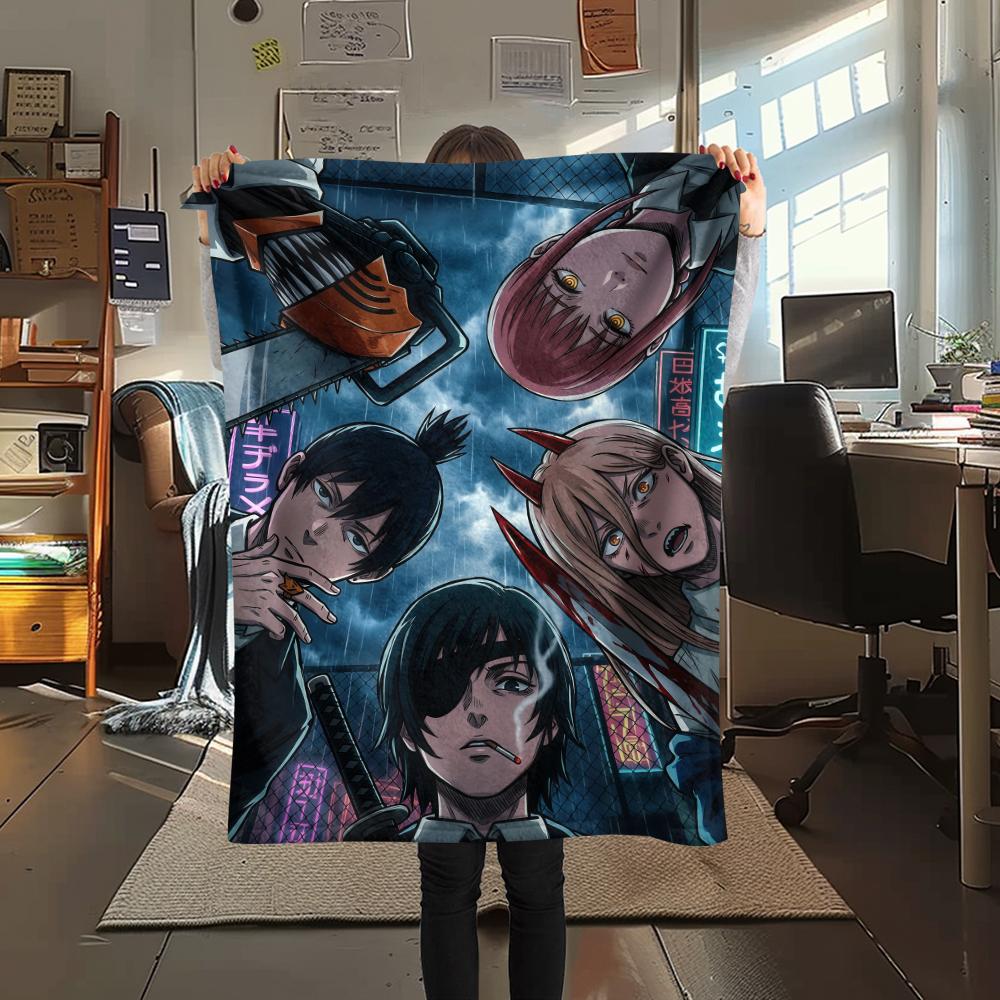 Chainsaw Man characterPrint Flannel Blanket, High quality Comfortable for All Seasons, Home Decor, Warmth and Comfort