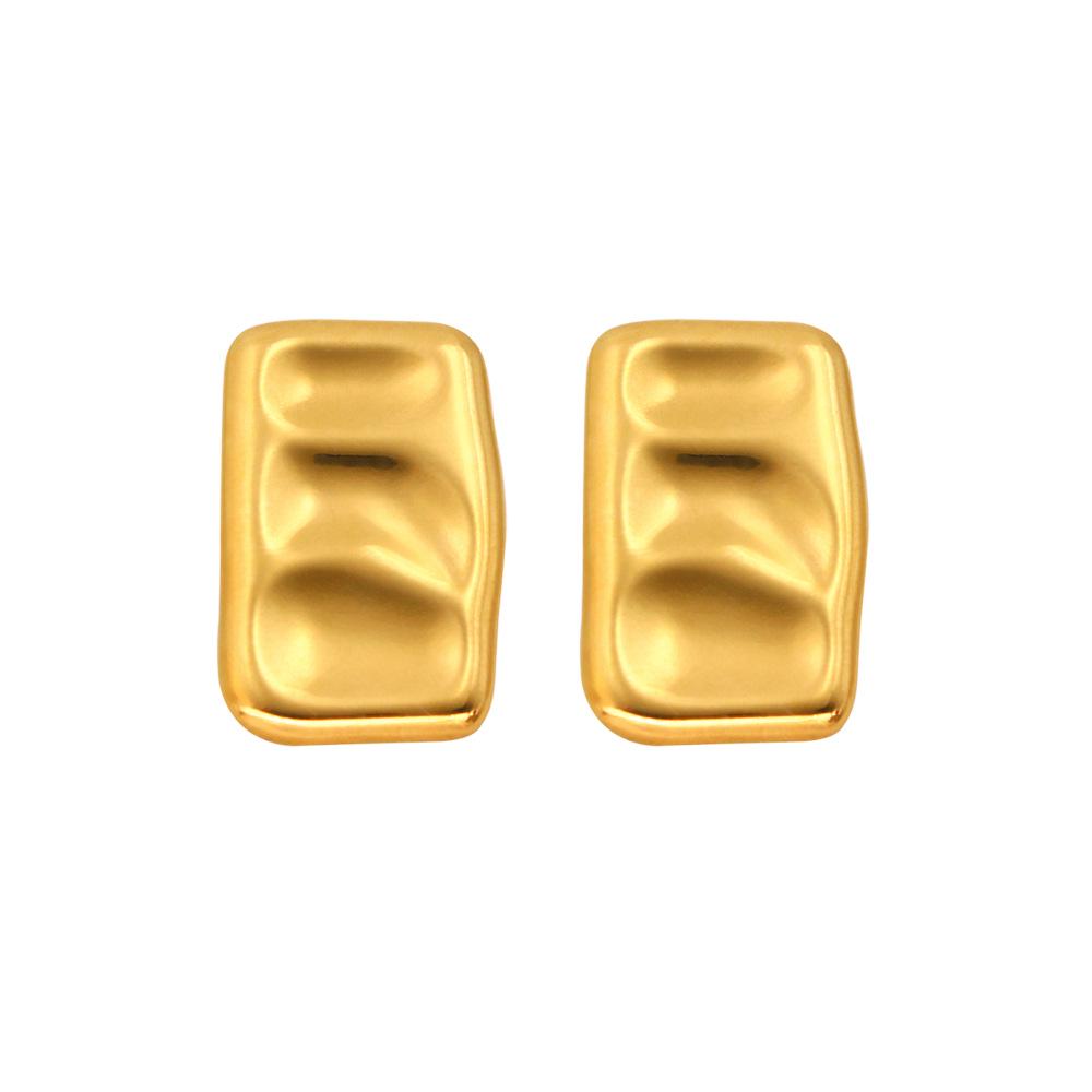 Women s Trendy 18K Gold-Plated Titanium Steel Irregular Square Stud Earrings