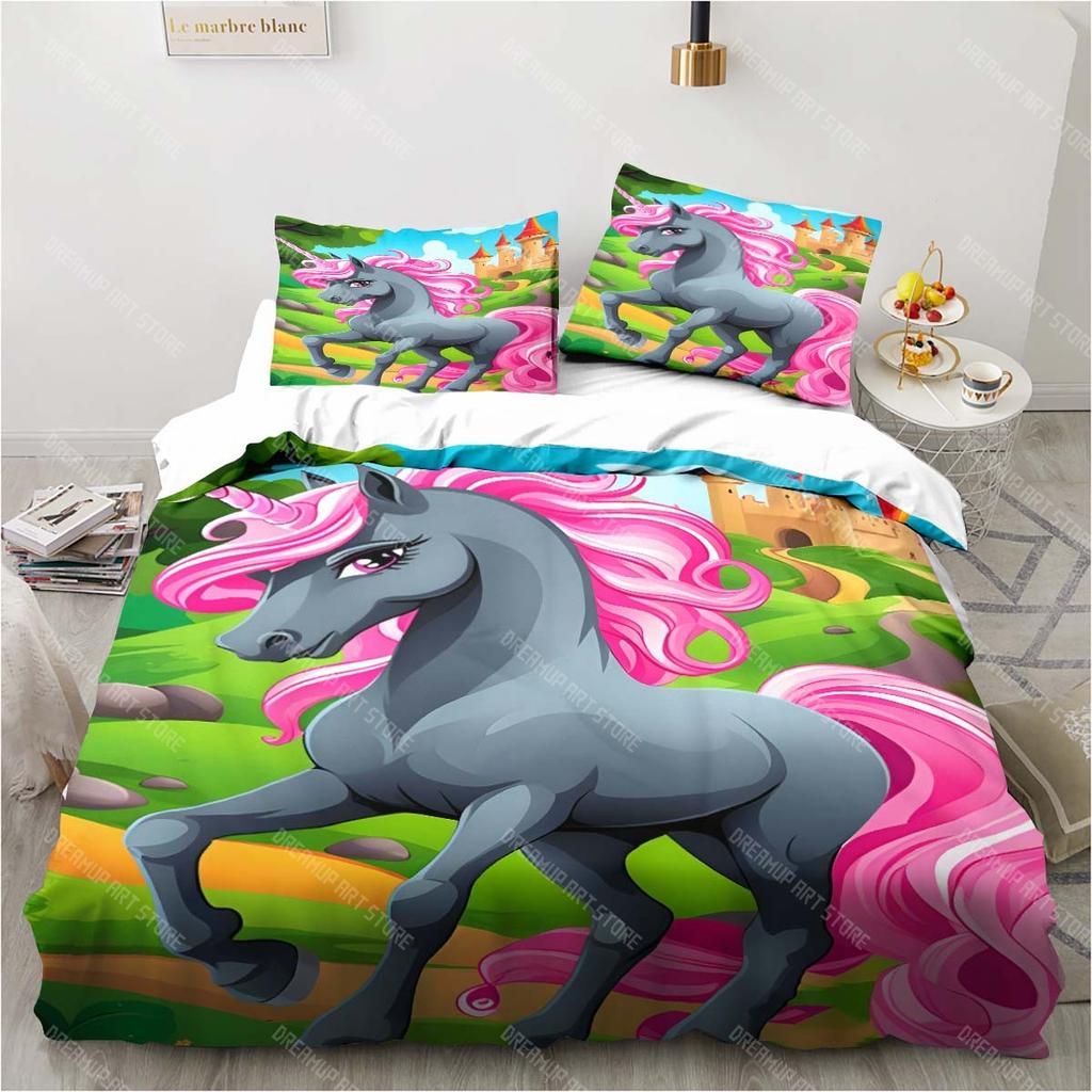 Cartoon Unicorn Pattern Bedding Bedroom Home Decoration Pillowcase Duvet Cover Bed Sheet Set Children's Room Bedding Set Luxury