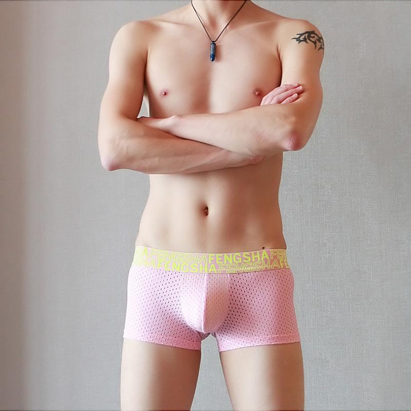 Men's Quick-Dry Ice Silk Mesh Boxer Briefs with U-Pouch