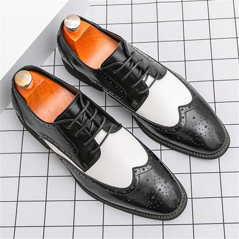 Luxury Designer New Men's Pointed Mixed Color Lace Up Casual Shoes Male Formal Wedding Dress Homecoming Footwear Zapatos Hombre