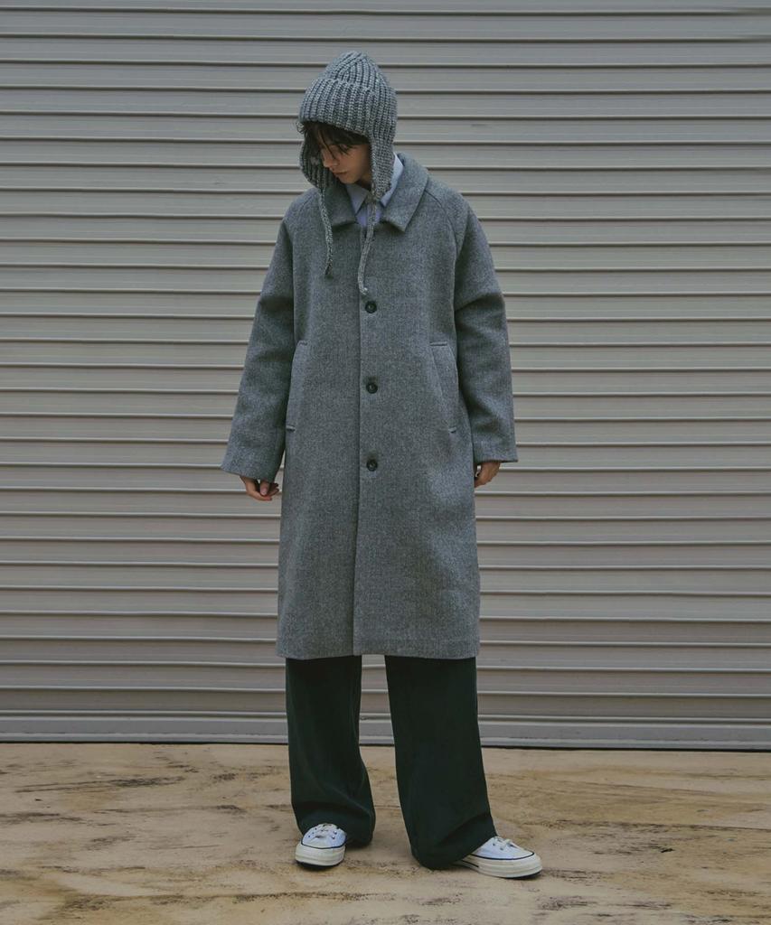Lad Edition Herringbone Raglan Wool Coat_Grey