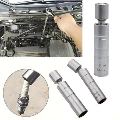 Spark Plug Socket Wrench Adapter 14mm16mm Set Universal Joint with Magnetic Flexible Socket Thin Wall 3/8" Drive Car Repair Tool