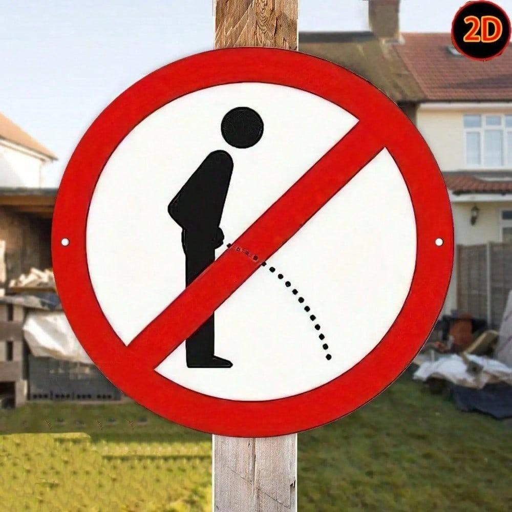 Vintage Metal No Urinating Sign 7.87 Round Aluminum Wall Decor Red Prohibition Symbol for Home Bar Restroom