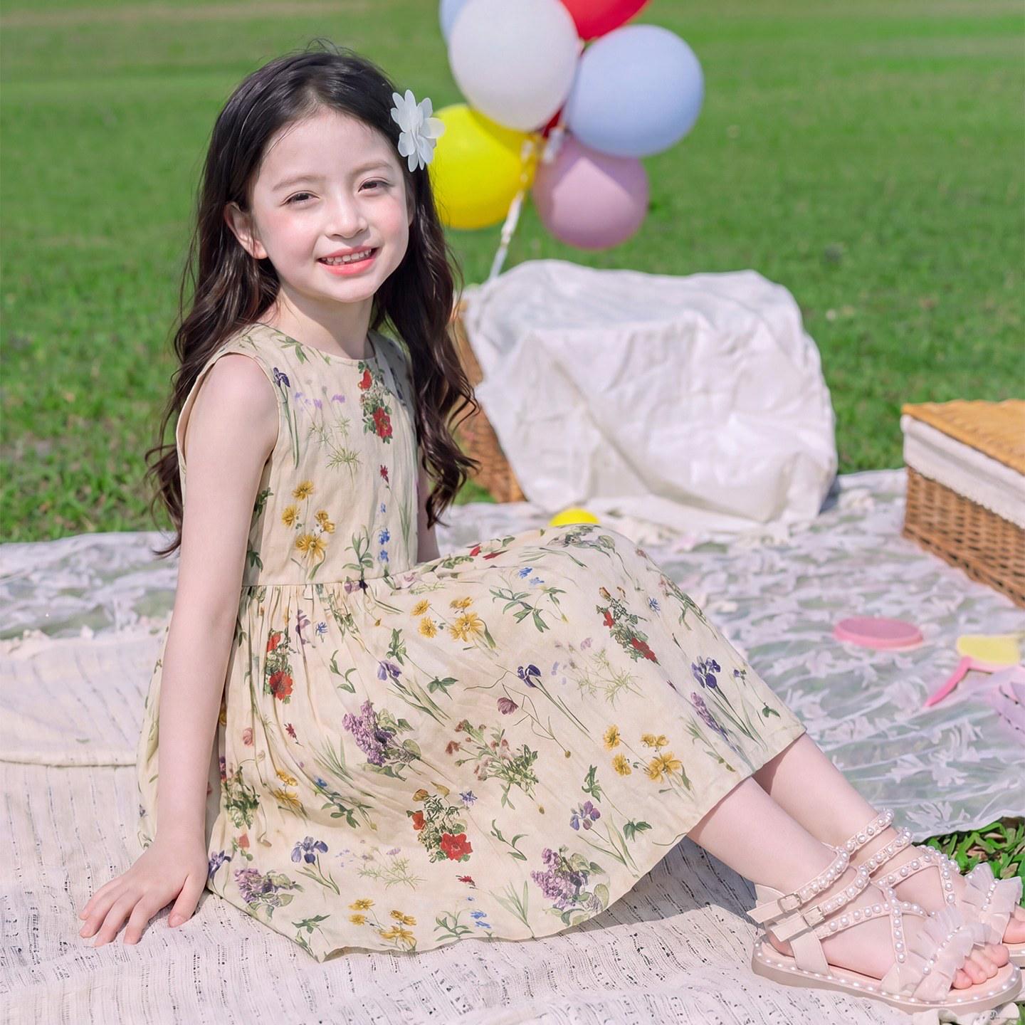 Stylish 2026 Summer Floral Princess Dress for Girls 120