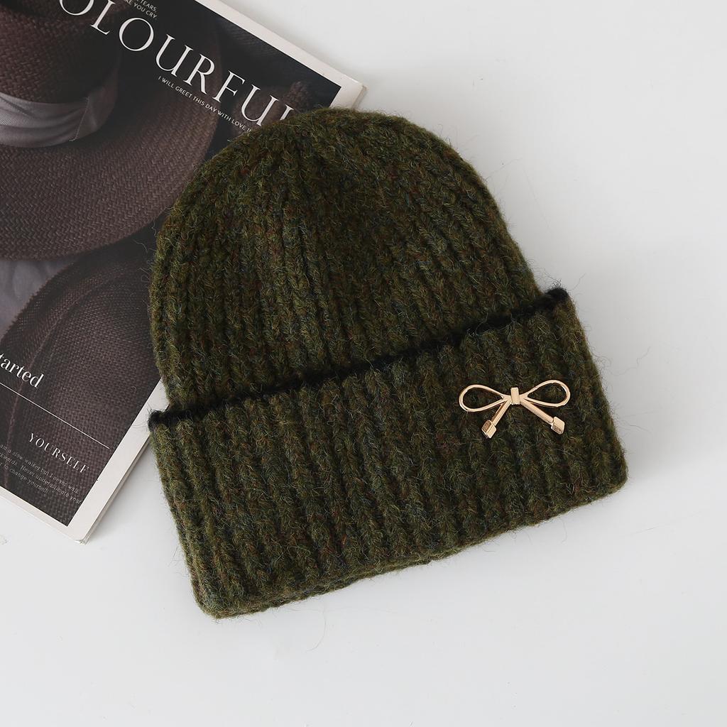 Bow Knitted Wool Hat Autumn and Winter Fashion Ear Hat Women,Winter Hats for Women, Beanies for Women, Hats for Women Winter