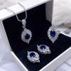 Colorful Gemstone Sapphire Jewelry Set: Ring, Earrings, Necklace - Women's Versatile Niche Design.