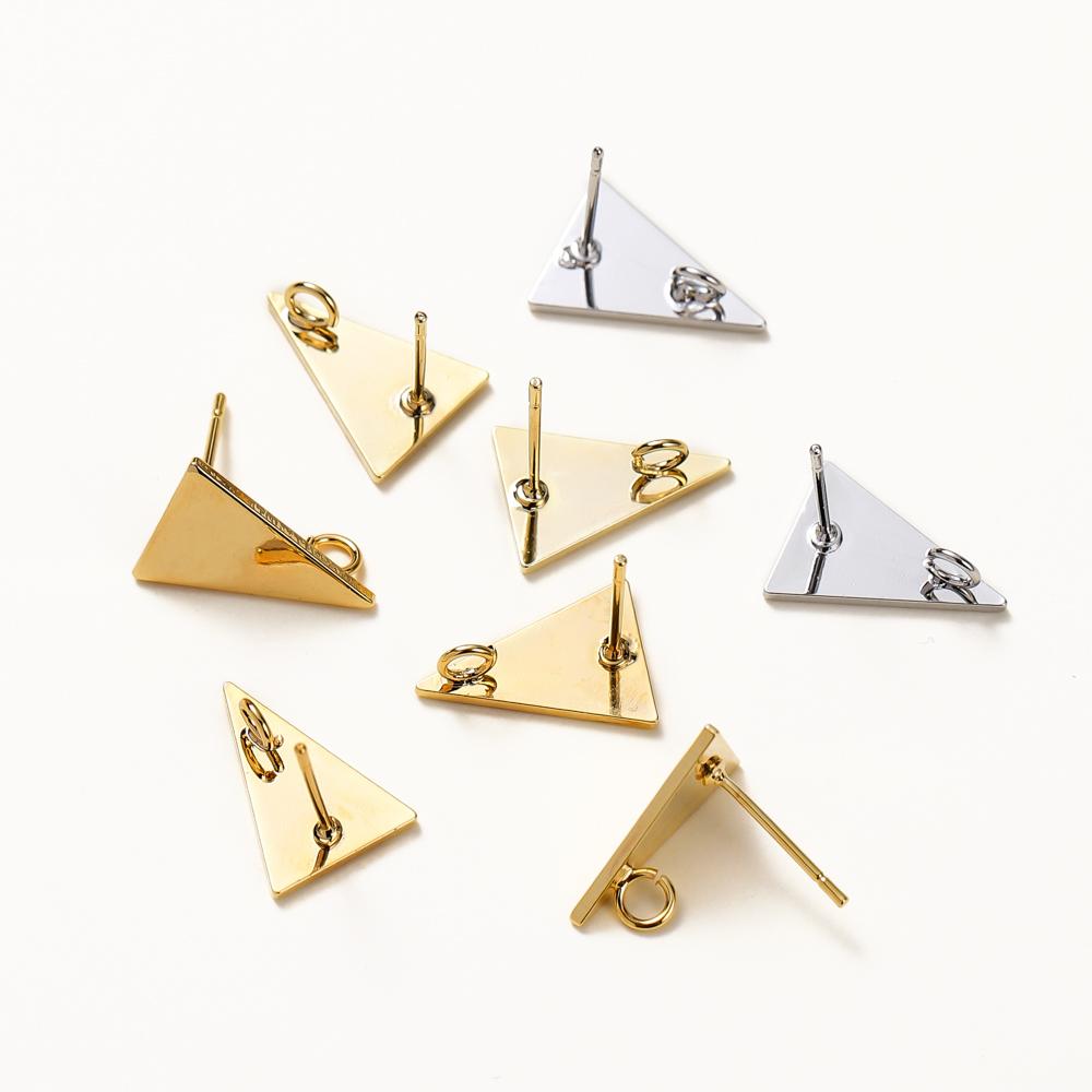 10Pcslot 10X15Mm 18K Gold Plated Brass Triangle Stud Earrings High Quality Diy For Jewelry Making Finding Earrings Accessories