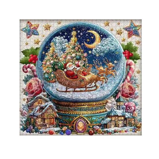 1024 ks/sada Vánoční falešná křišťálová koule Puzzle Zimní svátky Sobí spřežení Santa Claus Puzzle Domácí dekorace