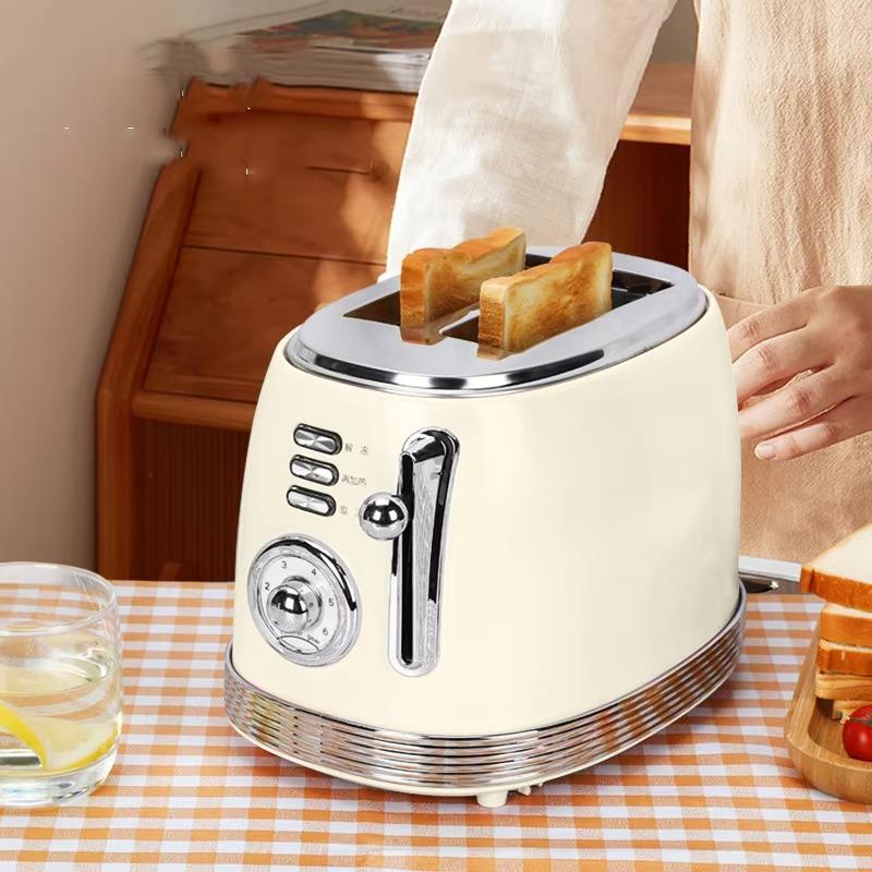 Toustovač 1ks lesklý retro nerezový toustovač pro domácnost multifunkční snídaně ohřívání sendvič toastový chléb