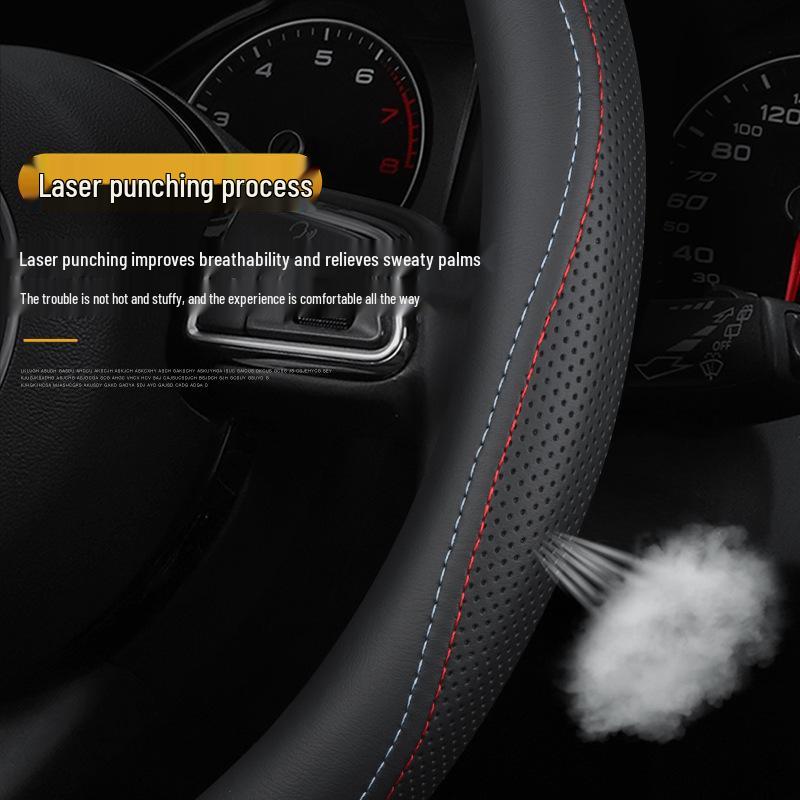 Genuine Leather Steering Wheel Cover for 2021 XPeng P7/G3/P5, Ultra-Thin, All-Season.