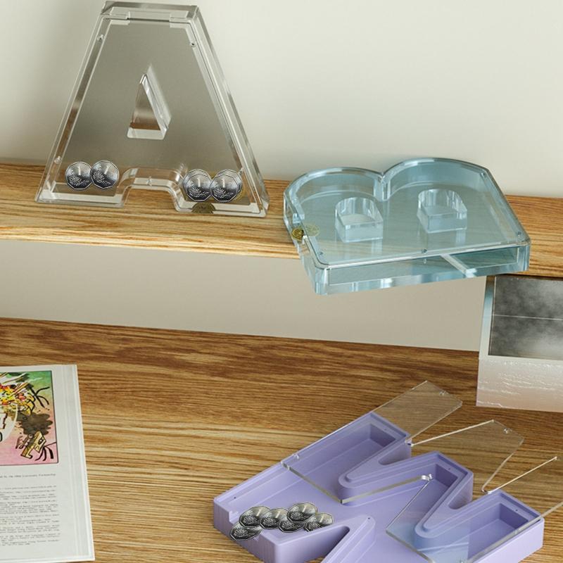 3D-Sparschwein-Form aus Silikonharz, Münzaufbewahrungsbox, Epoxidharz-Gießform für handgefertigte DIY-Bastelarbeiten, Buchstabenform