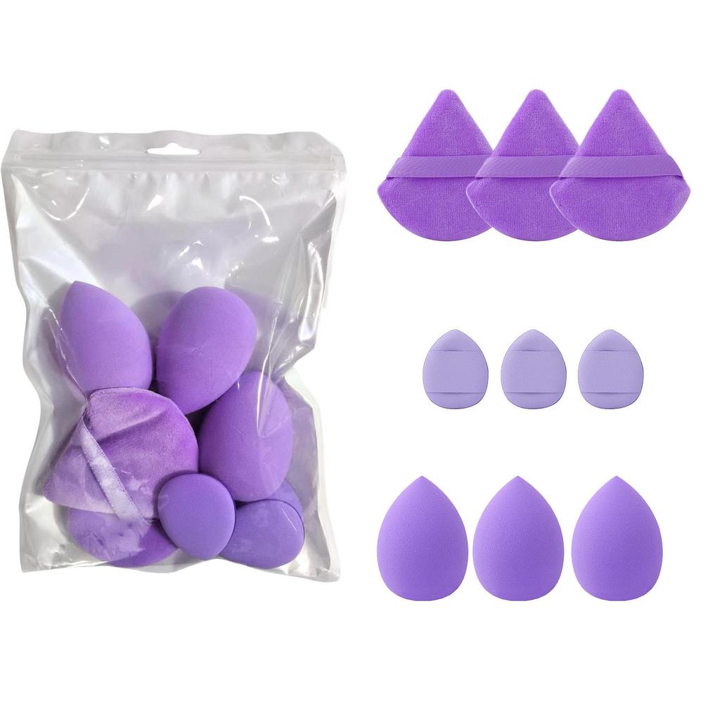 9-Piece Non-Absorbing Puff Makeup Sponge Set for Wet & Dry Use