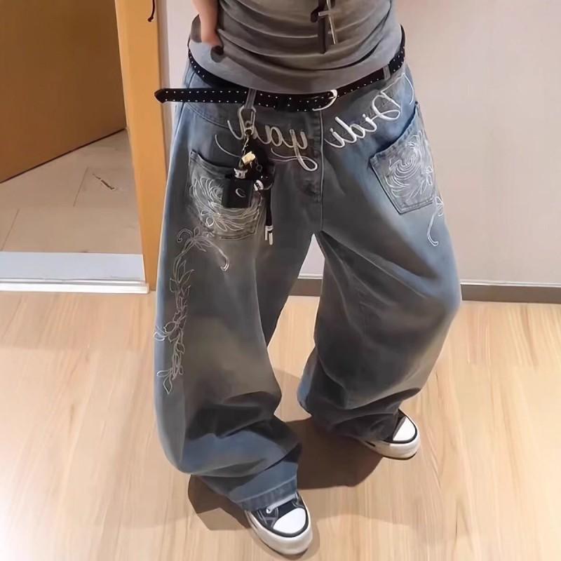Pantalones Vaqueros de Pierna Ancha Y2K para Mujer Cintura Alta Corte Holgado Streetwear Jeans Acampanados Cortos