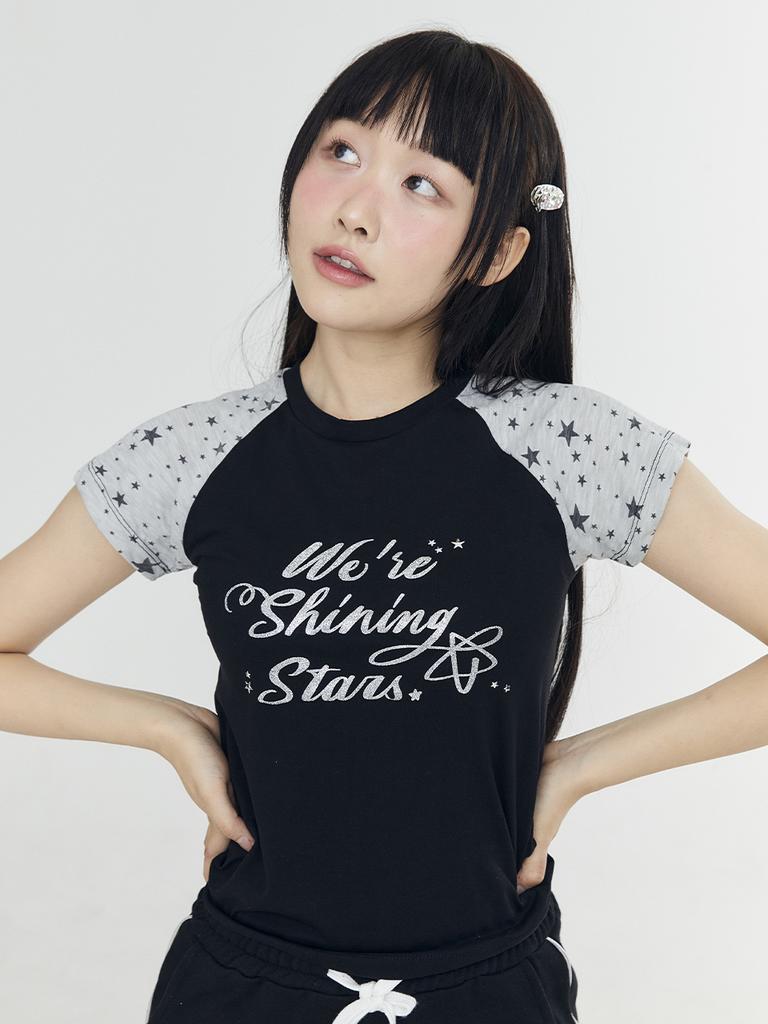 ADOREBELLE Shining Star Raglan Tee - Black